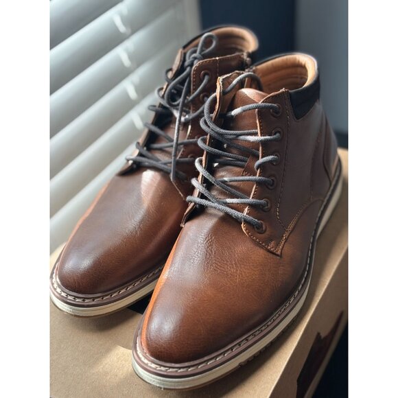 Steve Madden Men's Cognac Leather Boots Durable & Stylish - Picture 5 of 8